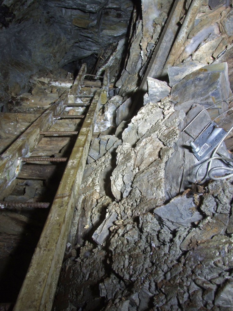 Ladderway in Alltycrib Lead Mine. Photo: Roy Fellows