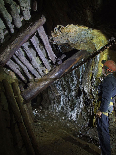 Timbers in Cwmystwyth Mine. Photo: Cambrian Mines Trust
